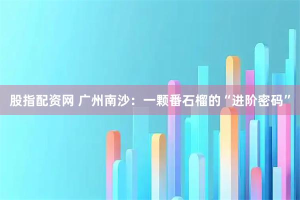 股指配资网 广州南沙：一颗番石榴的“进阶密码”